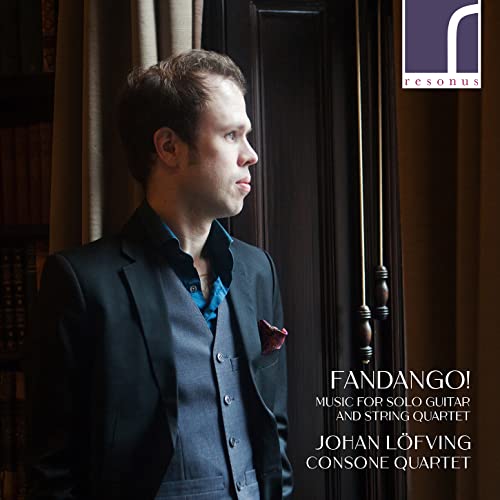 CD cover featuring Johan Löfving in profile, with text "Fandango!" and musicians' names.
