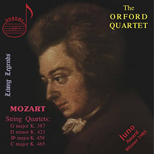 CD cover featuring a portrait of Mozart and the Orford Quartet name.