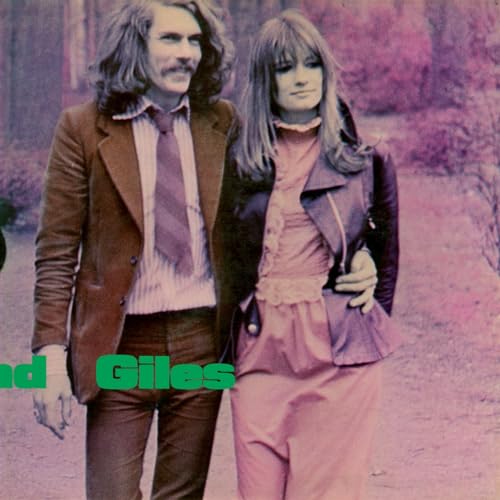 A man and woman walk together in a park, with green text overlaying the image.