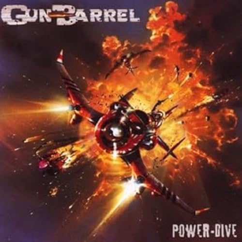 CD cover for Gun Barrel’s “Power-Dive” featuring fighter jets in flames.