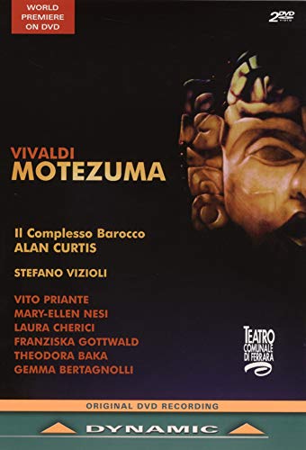 DVD cover for "Vivaldi: Motezuma" featuring a dramatic, masked face.