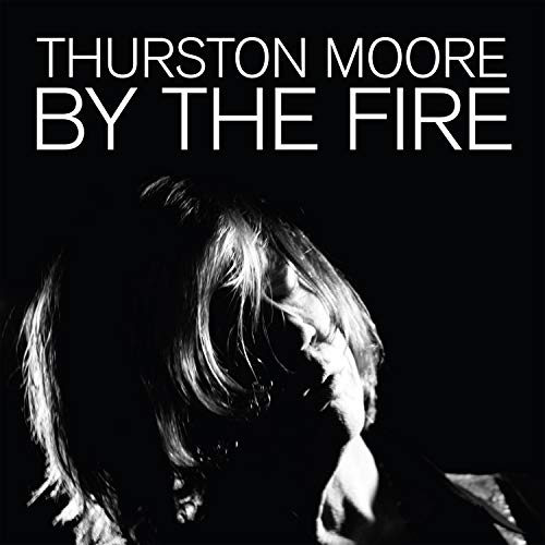 Thurston Moore album cover, black and white, with a portrait and text.