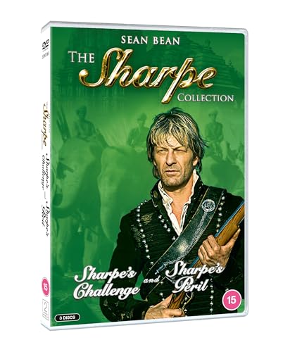 DVD cover for The Sharpe Collection featuring Sean Bean in military uniform against green background.