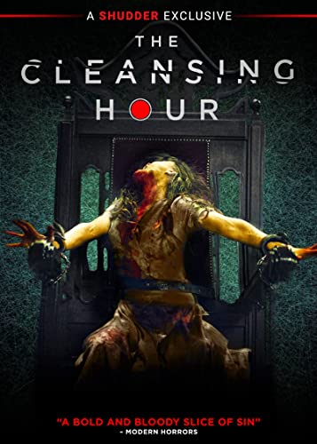 DVD cover for horror film “Cleansing Hour” featuring a bound, distressed woman.
