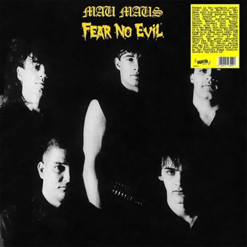 Record cover featuring four figures in dark clothing, with yellow text.