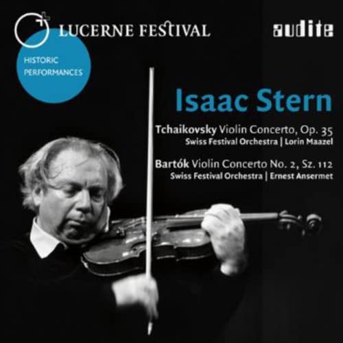 CD cover featuring violinist Isaac Stern with his instrument.