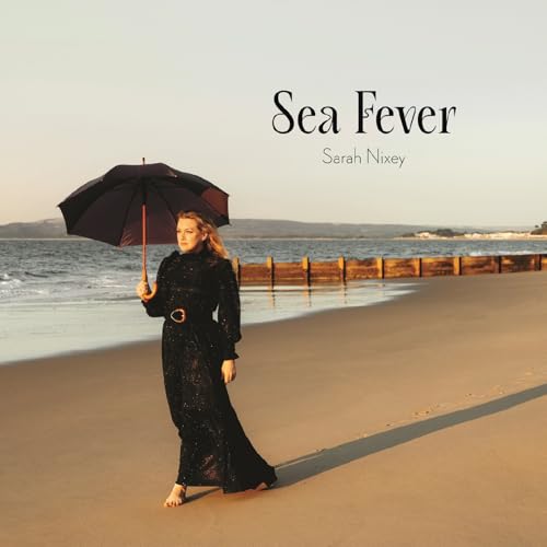 Album cover: woman with umbrella on beach, “Sea Fever” text.