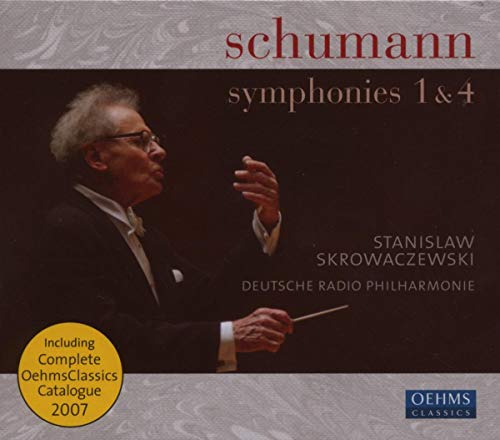 CD cover featuring conductor Stanislaw Skrowaczewski and text “Schumann Symphonies 1 & 4”.