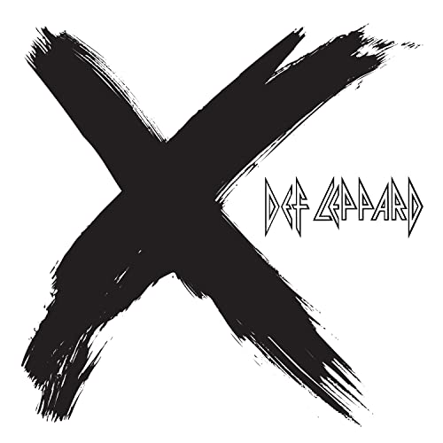 Def Leppard "X" album cover: a black, textured "X" and band logo.