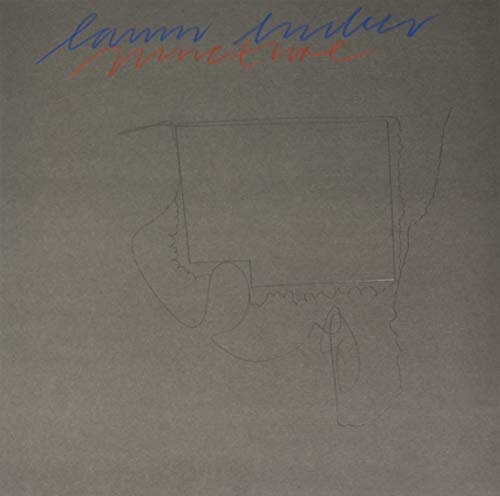 Gray vinyl record cover with blue abstract line drawing.