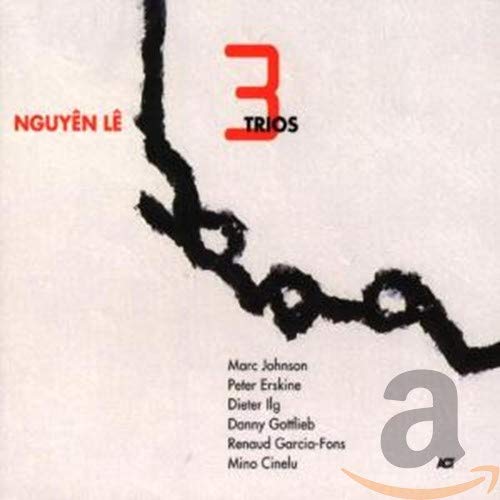 CD cover for Nguyen Le’s “3 Trios” featuring abstract black brushstroke.
