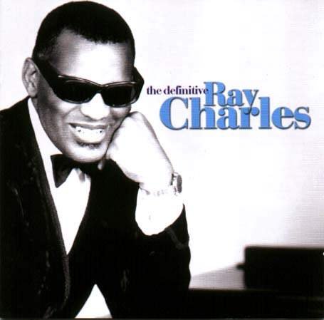 Ray Charles in sunglasses and suit, album cover for "The Definitive.