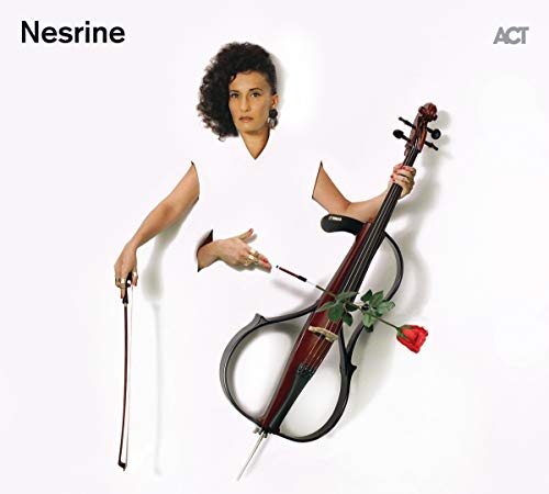 CD cover featuring Nesrine, a woman with a cello, against white.