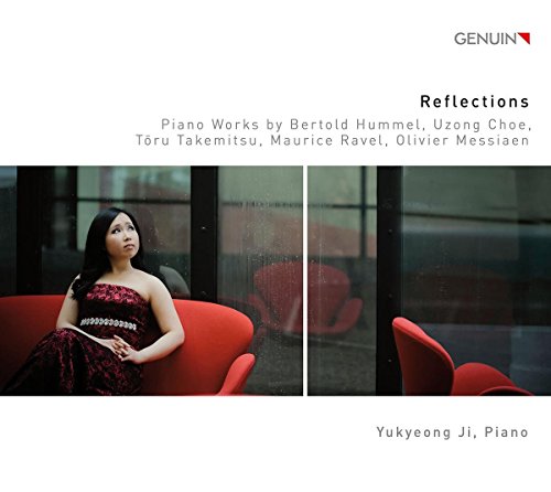 CD cover featuring pianist Yukyeong Ji seated in a modern room.