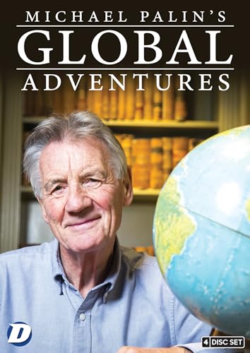 Michael Palin with a globe, DVD cover for "Global Adventures".