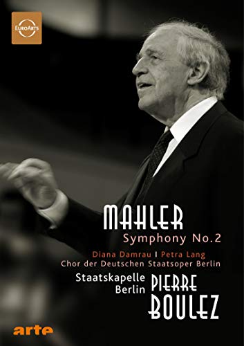 Pierre Boulez portrait on DVD cover for Mahler’s Symphony No. 2.