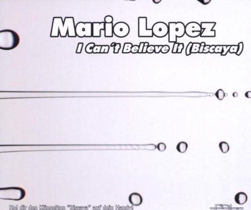 CD cover for Mario Lopez’s “I Can’t Believe It (Biscaya)” with abstract lines.