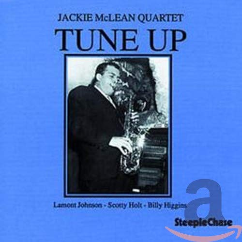 CD cover for Jackie McLean Quartet’s “Tune Up” featuring a saxophonist.