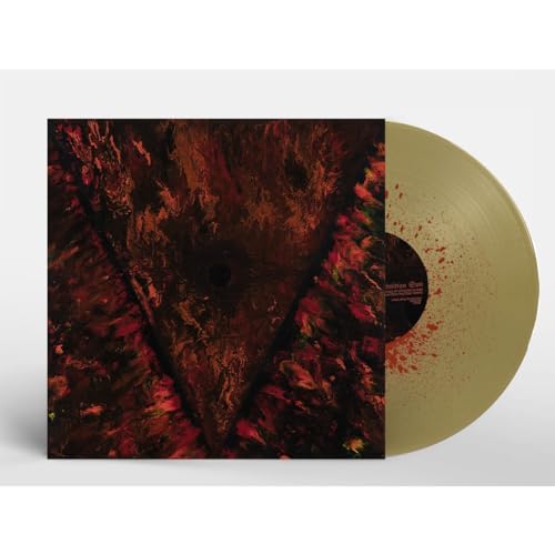 Vinyl record with abstract red and black cover art, pale yellow disc.