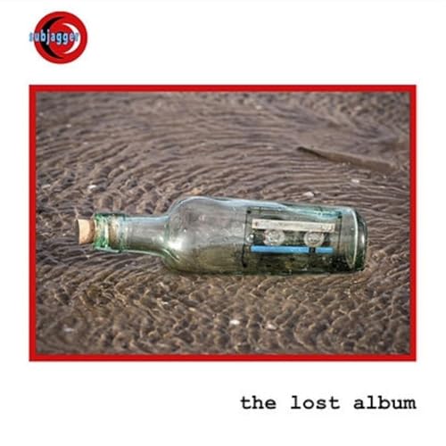 Vinyl album cover depicting a glass bottle on a sandy beach.