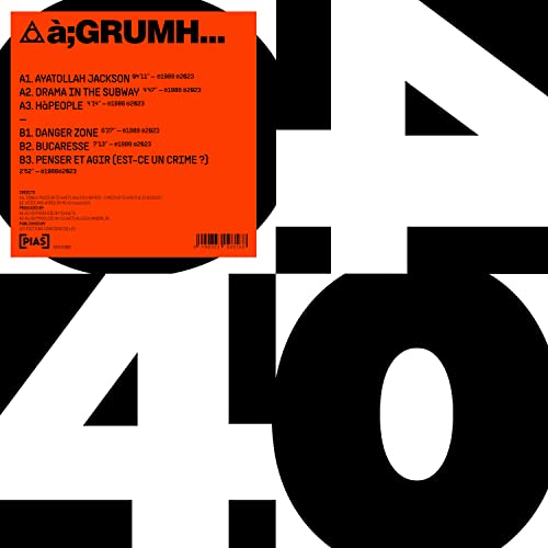 Vinyl record cover for A;grumh... - (Pias) 40, with bold red and black design.