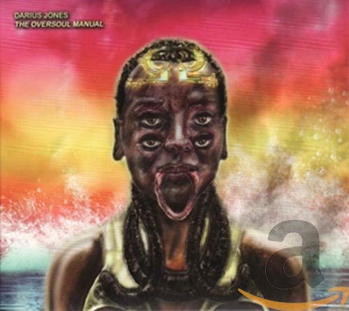 CD cover: portrait of a dark-skinned person with multiple eyes, open mouth.