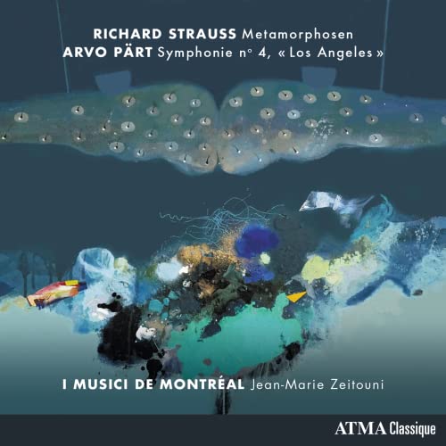 CD cover for classical music by Strauss and Pärt, abstract art.