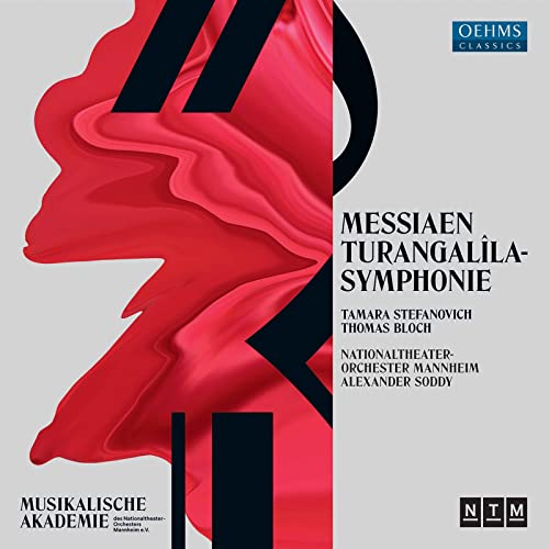 CD cover for Messiaen’s Turangalila-Symphonie, abstract red and black design.