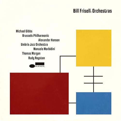 CD cover for Bill Frisell’s “Orchestras” featuring geometric shapes and text.