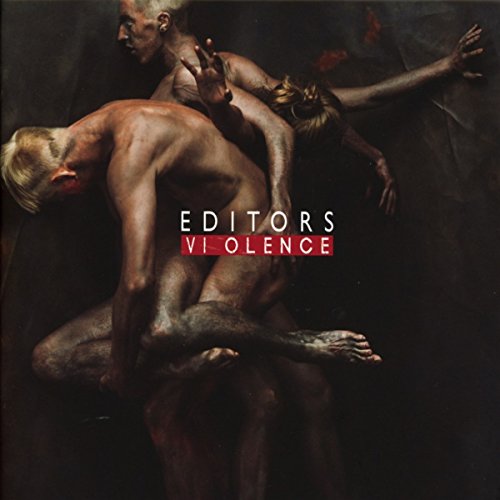 Dark, abstract painting of intertwined nude figures with "Editors - Violence" text.