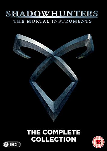 Shadowhunters The Mortal Instruments DVD cover with a metallic rune symbol on black background.