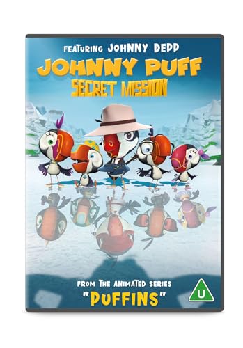Johnny Puff" DVD cover featuring cartoon puffins on a snowy background.