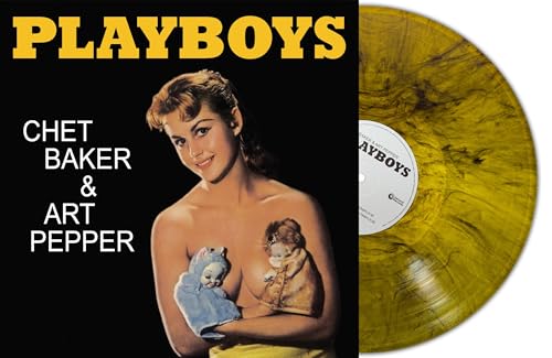 “Playboys” vinyl record featuring Chet Baker and Art Pepper, yellow marble effect.