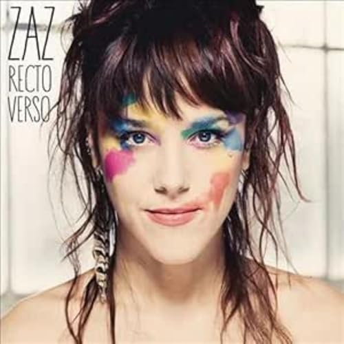 Zaz album cover, close-up of a woman with colorful painted face.