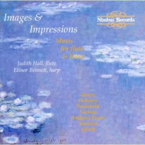 CD cover with a water lily painting and text listing composers and artists.