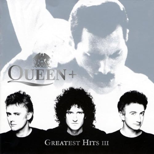 Queen’s “Greatest Hits III” CD cover with portraits of band members.