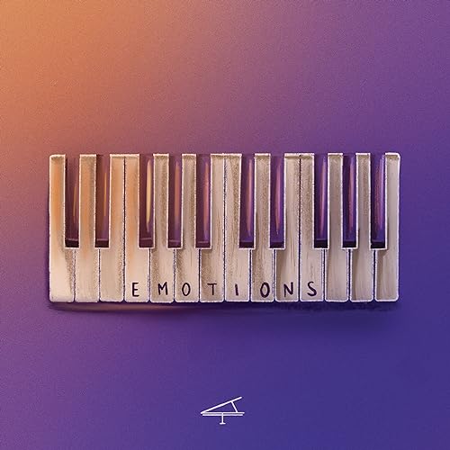 Piano keys spelling “EMOTIONS” against an orange and purple gradient.
