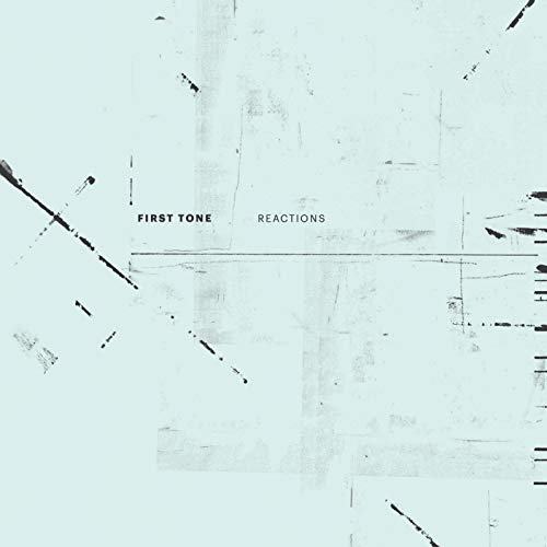 Album cover for "Reactions" with abstract white and gray textures.