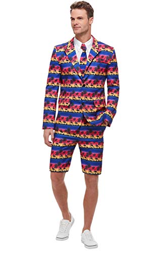 Smiffys 51037M Sunset Flamingo Suit, Men, Blue, M - Size 38"-40"