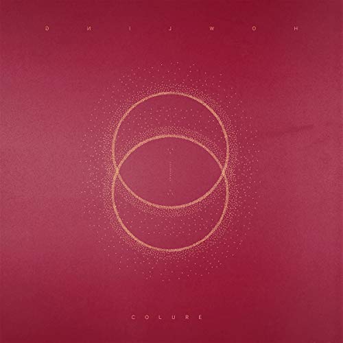 Red album cover with overlapping gold circles and speckled texture.