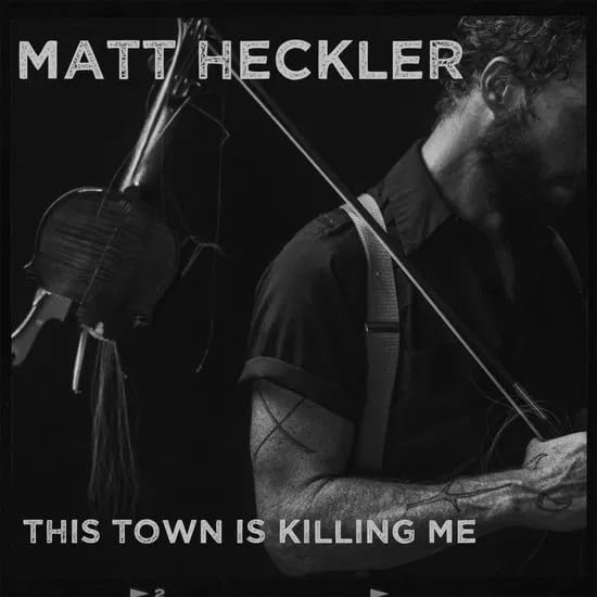 Black and white album cover featuring a man with a violin.