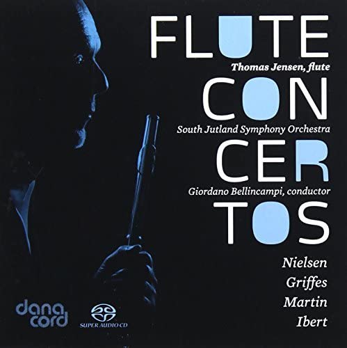 CD cover featuring a flutist in profile with blue text: "Flute Concertos".