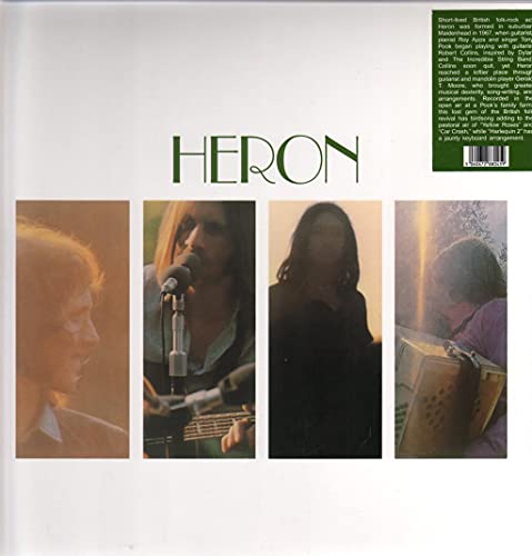 Vinyl record cover for “Heron” featuring four black and white portraits.