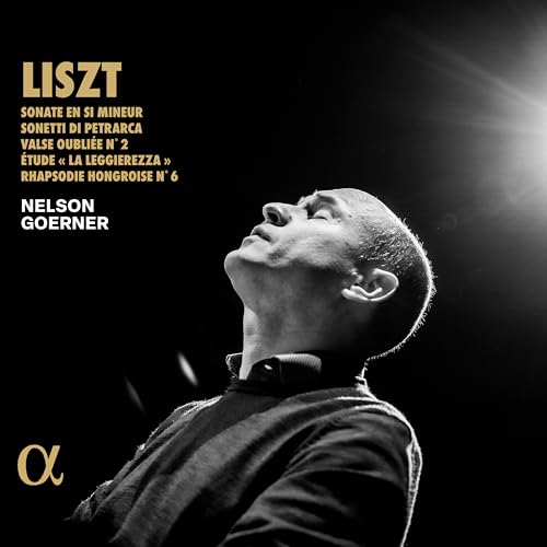 CD cover featuring a black and white portrait of pianist Nelson Goerner.