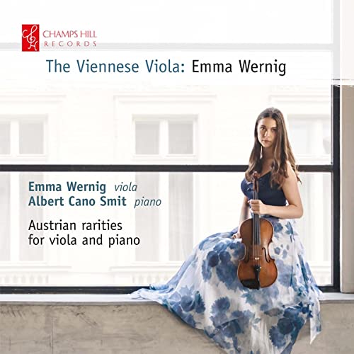 CD cover featuring violist Emma Wernig holding her instrument, soft focus.