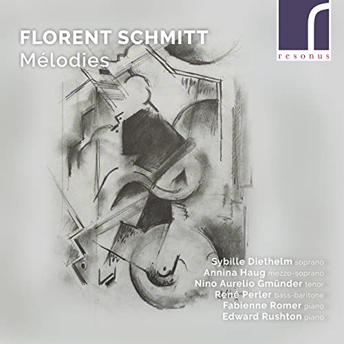 CD cover for Florent Schmitt’s “Melodies” with abstract charcoal drawing.
