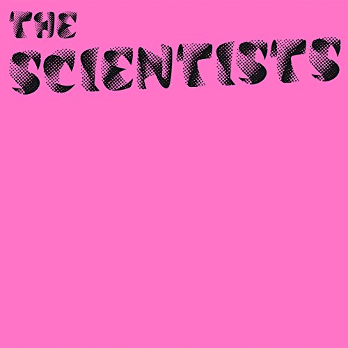 Pink background with black, textured text reading "THE SCIENTISTS".