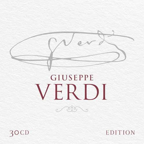 White cover with Giuseppe Verdi text, a signature, and 30CD edition label.