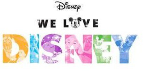 “We Love Disney” CD cover with colorful character silhouettes in letters.