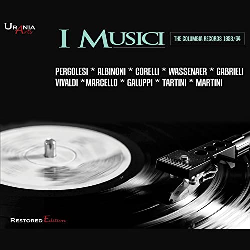CD cover featuring a record player with composers’ names listed.